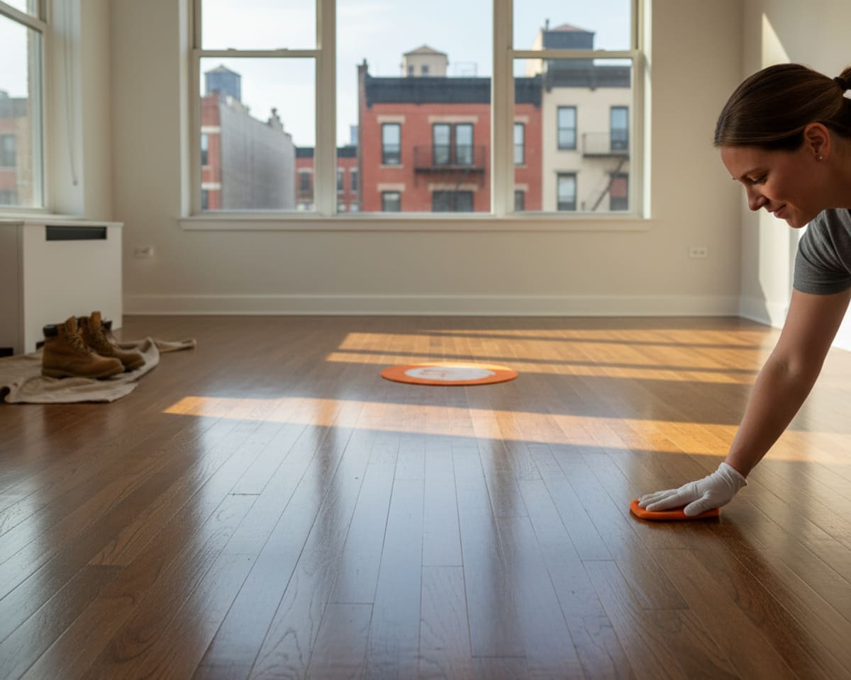 Beautifully maintained hardwood floor in a modern Queens apartment, reflecting quality craft