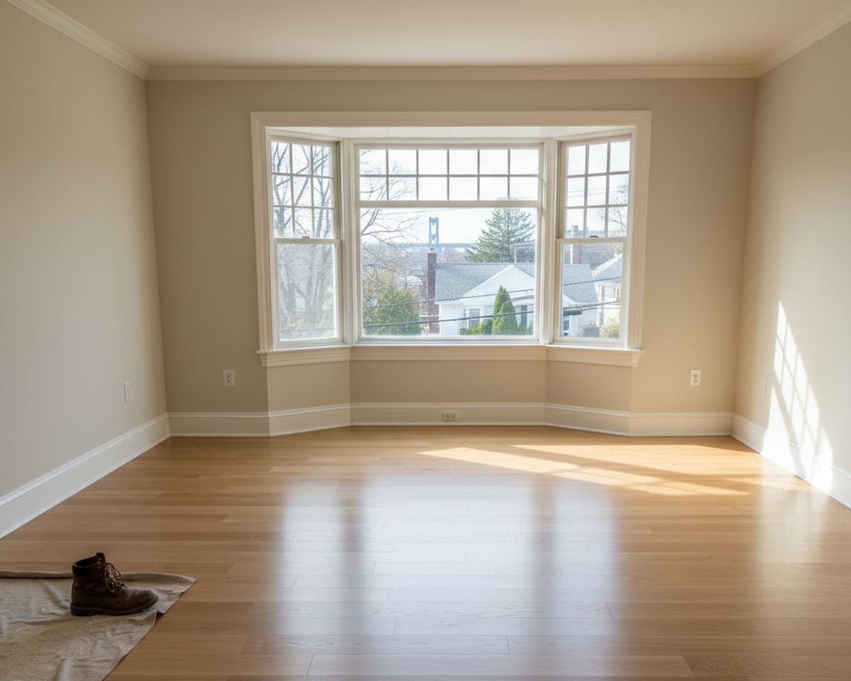 Skilled craftsman performing hardwood floor maintenance in Staten Island